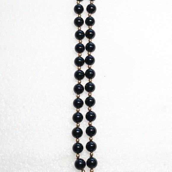 14K Yellow Gold Black Onyx Bead Double Strand Bracelet 8" 41.9g Estate VGUC - Picture 6 of 15